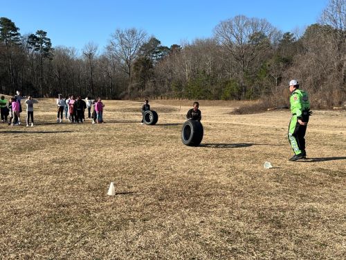 Rolling racing tires at Long Creek